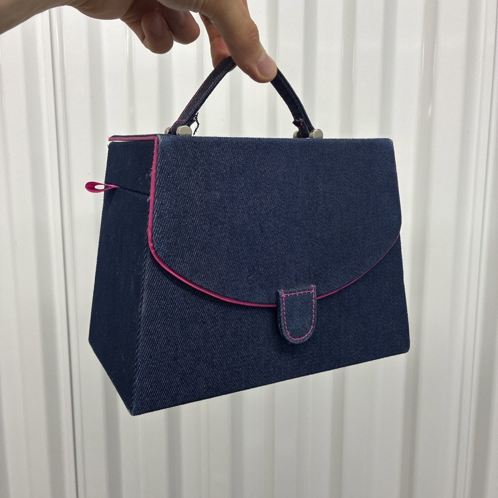 Victoria Secret Y2K Denim Jewelry Case 6" X 8" Cute Dainty
